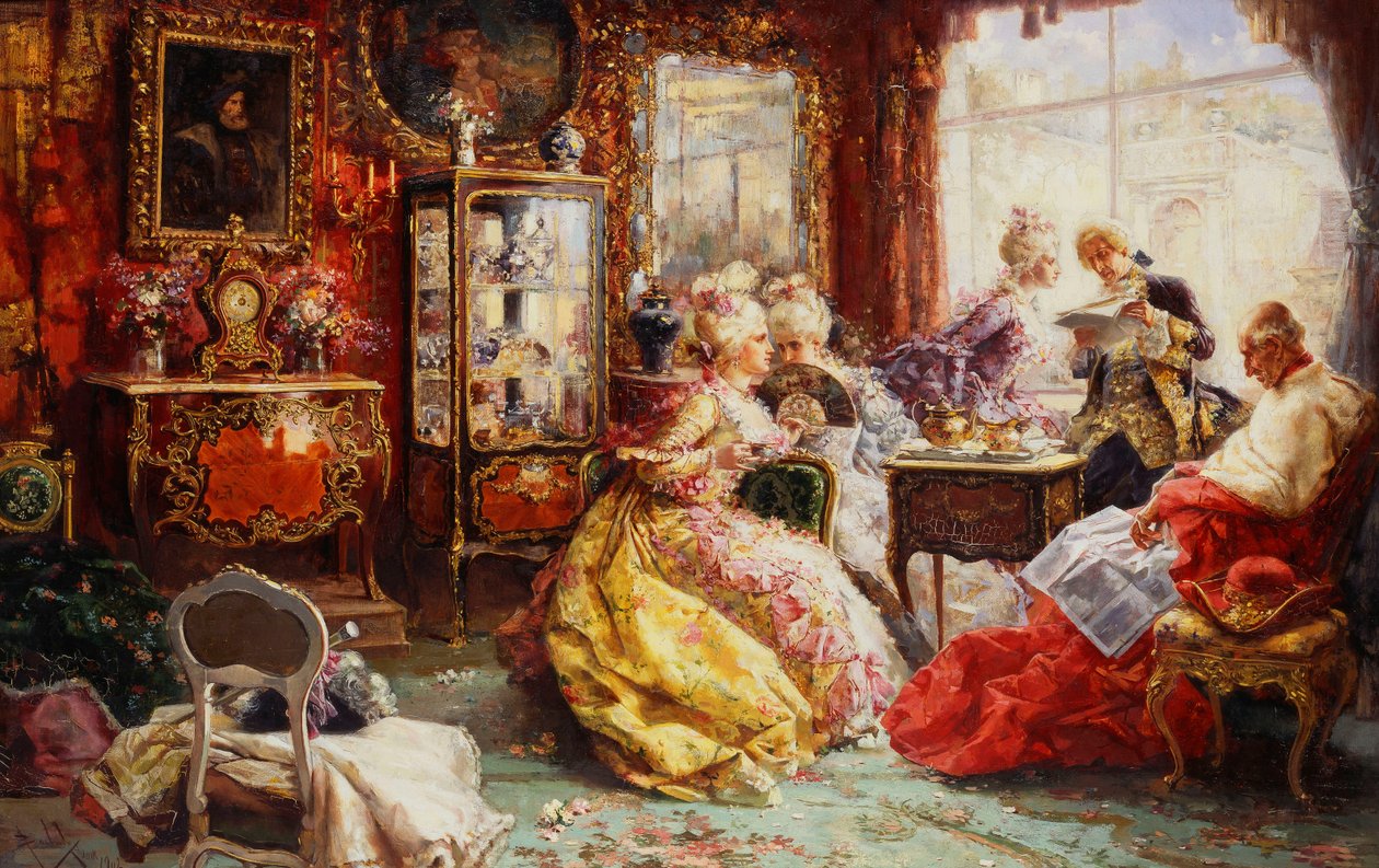 En eftermiddag i salonen, 1902 af Salvador Sanchez Barbudo
