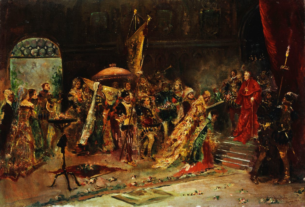 Præsentation til kardinal, 1877 af Salvador Sanchez Barbudo