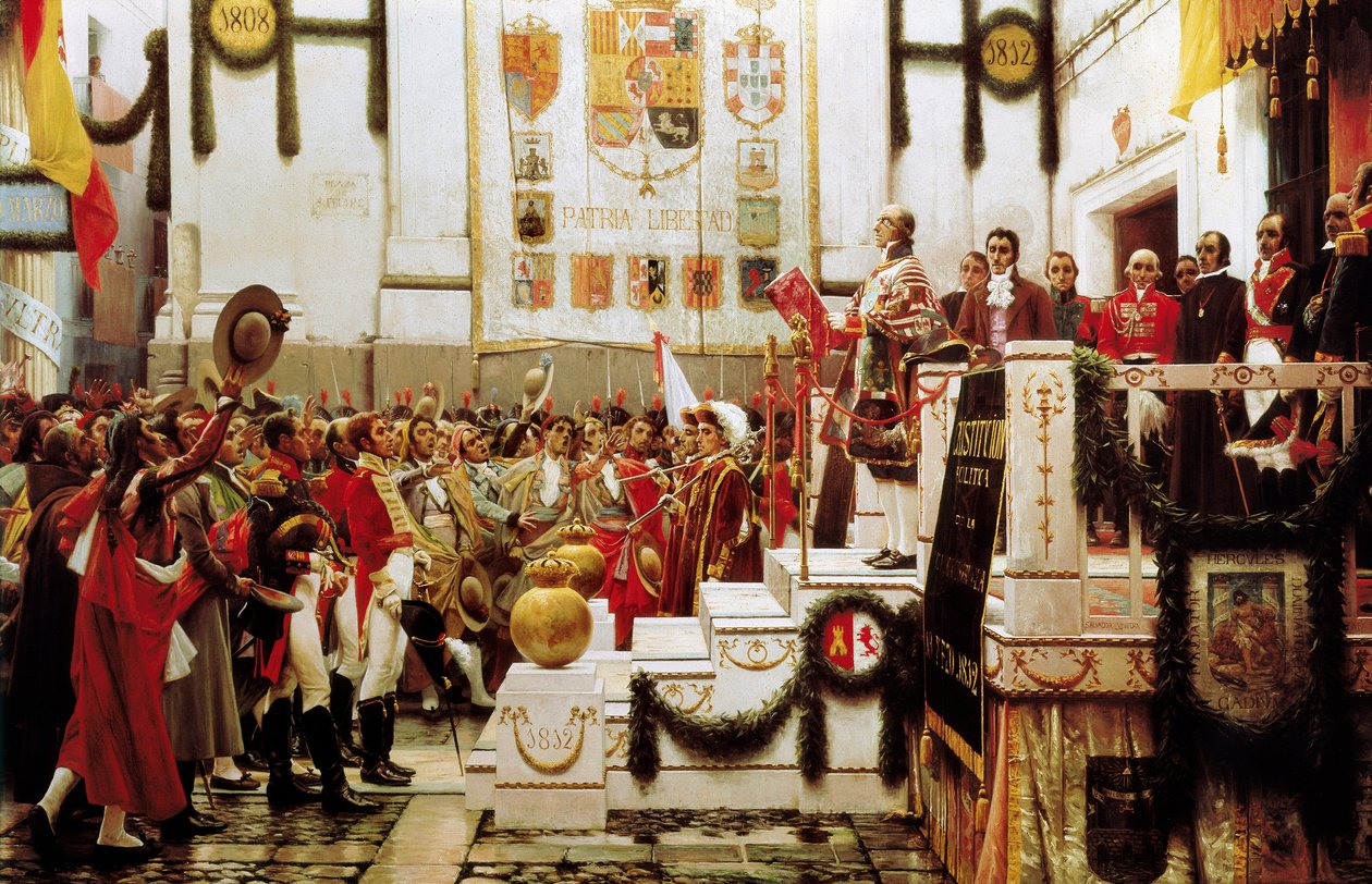 Promulgation af forfatningen i Cadiz, Spanien af Salvador Viniegra y Lasso de la Vega