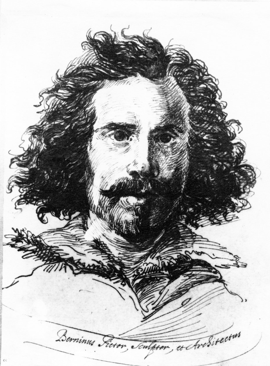 Portræt af Giovanni Lorenzo Bernini, tryk lavet af James Basire, 1764 (radering med mezzotint) af Salvator Rosa