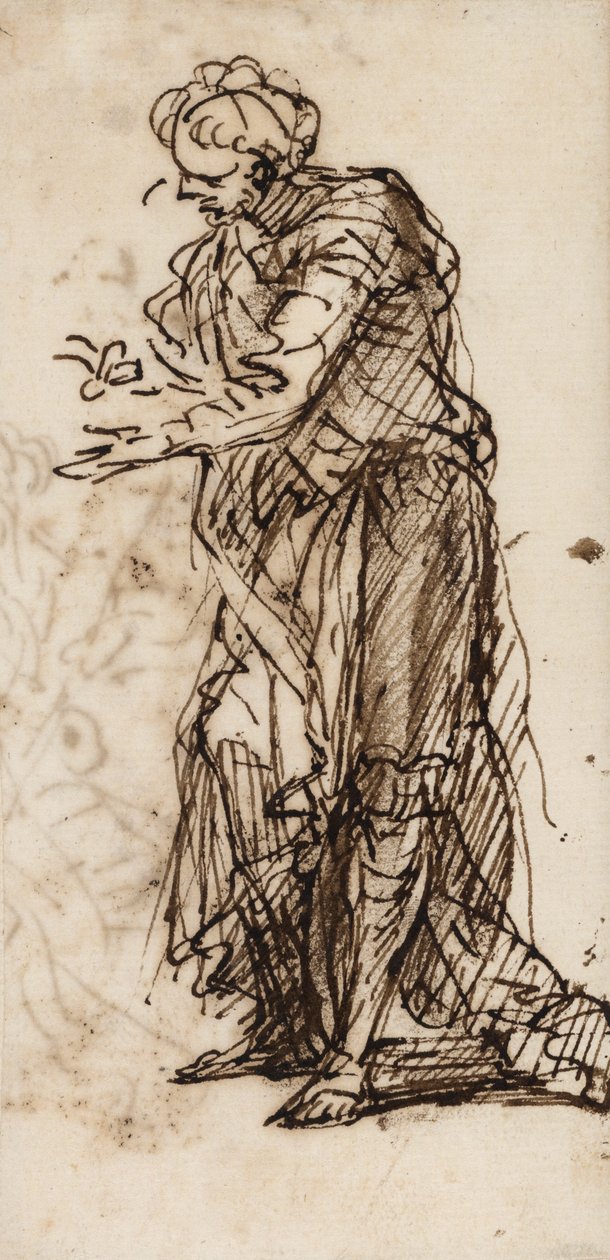 Stående mandsfigur (pen og blæk & vask på papir) af Salvator Rosa