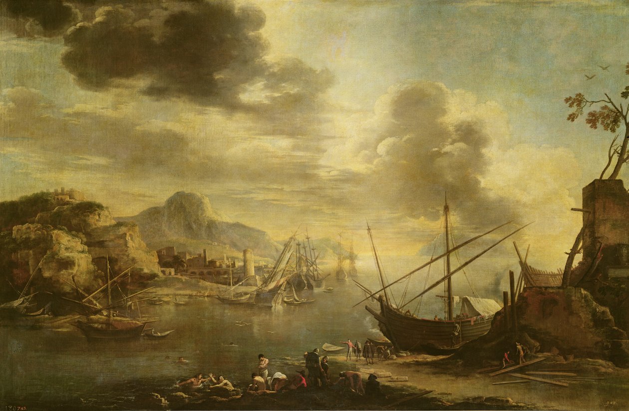 Salerno-bugten, ca. 1640-45 af Salvator Rosa