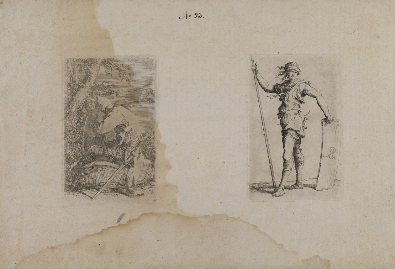 (Figurine Series) Siddende mand med spids hjelm af Salvator Rosa