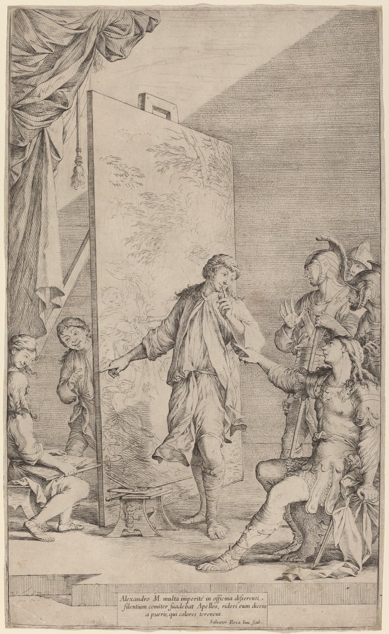 Alexander i Studio of Apelles af Salvator Rosa