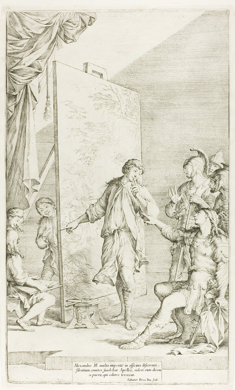 Alexander i Studio of Apelles af Salvator Rosa