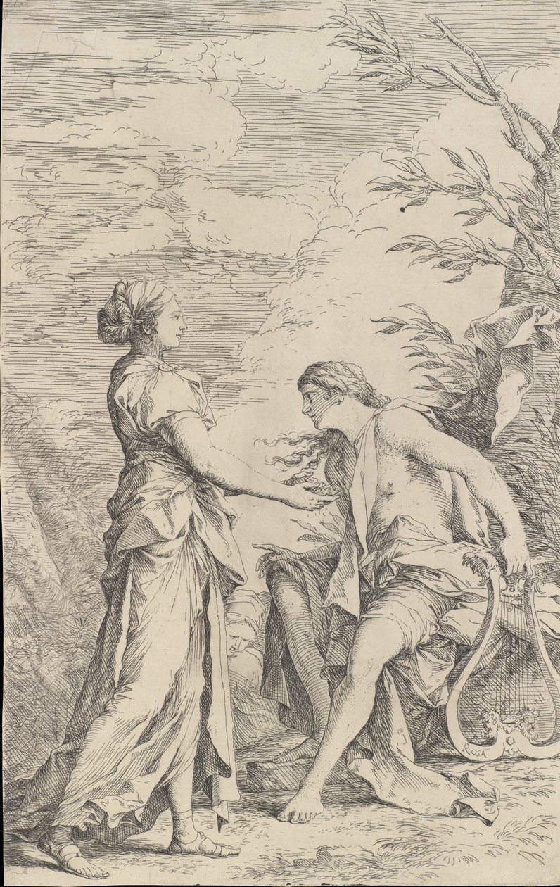 Apollon og den cumæiske sibylle, ca. 1661. af Salvator Rosa