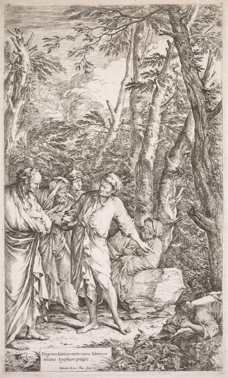 Diogenes og hans bæger af Salvator Rosa