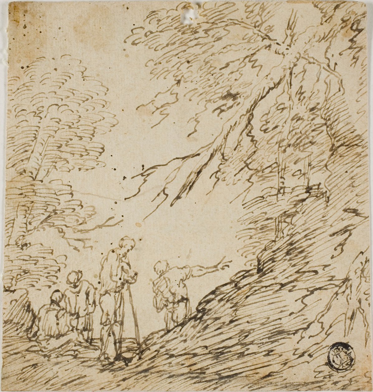 Fire mænd i en skov af Salvator Rosa