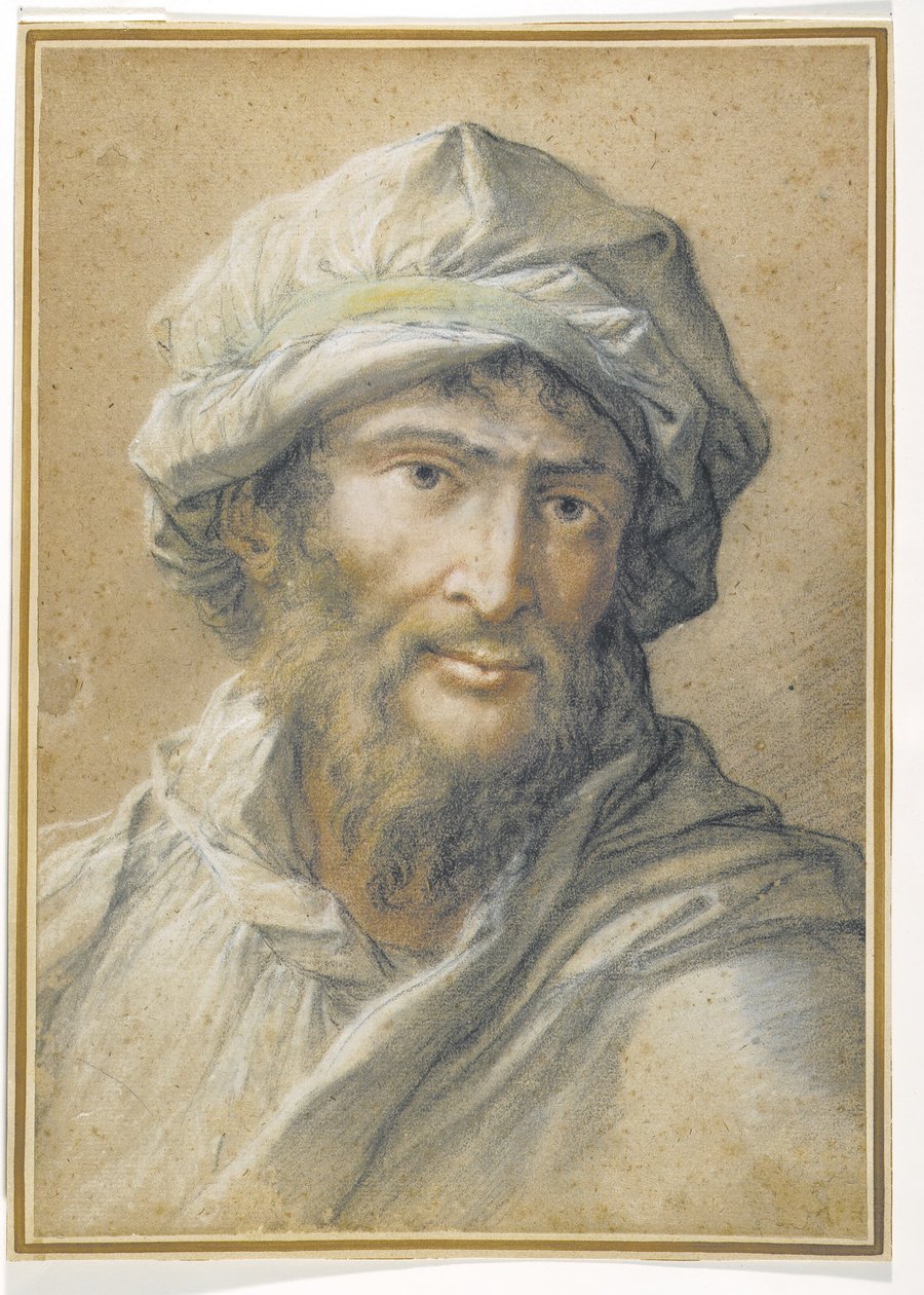 Hovedet af en skægget mand iført turban af Salvator Rosa