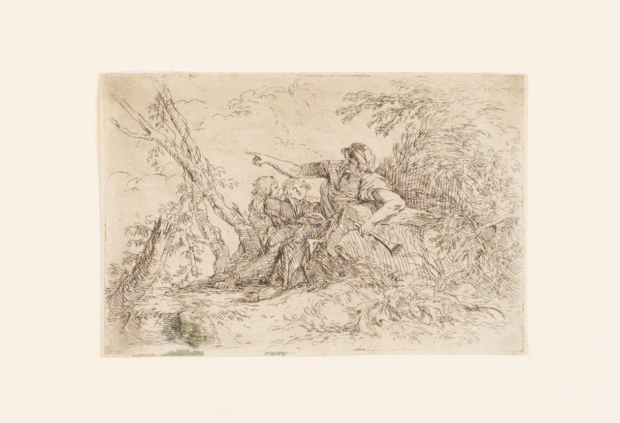 Hyrde og to børn i et landskab af Salvator Rosa