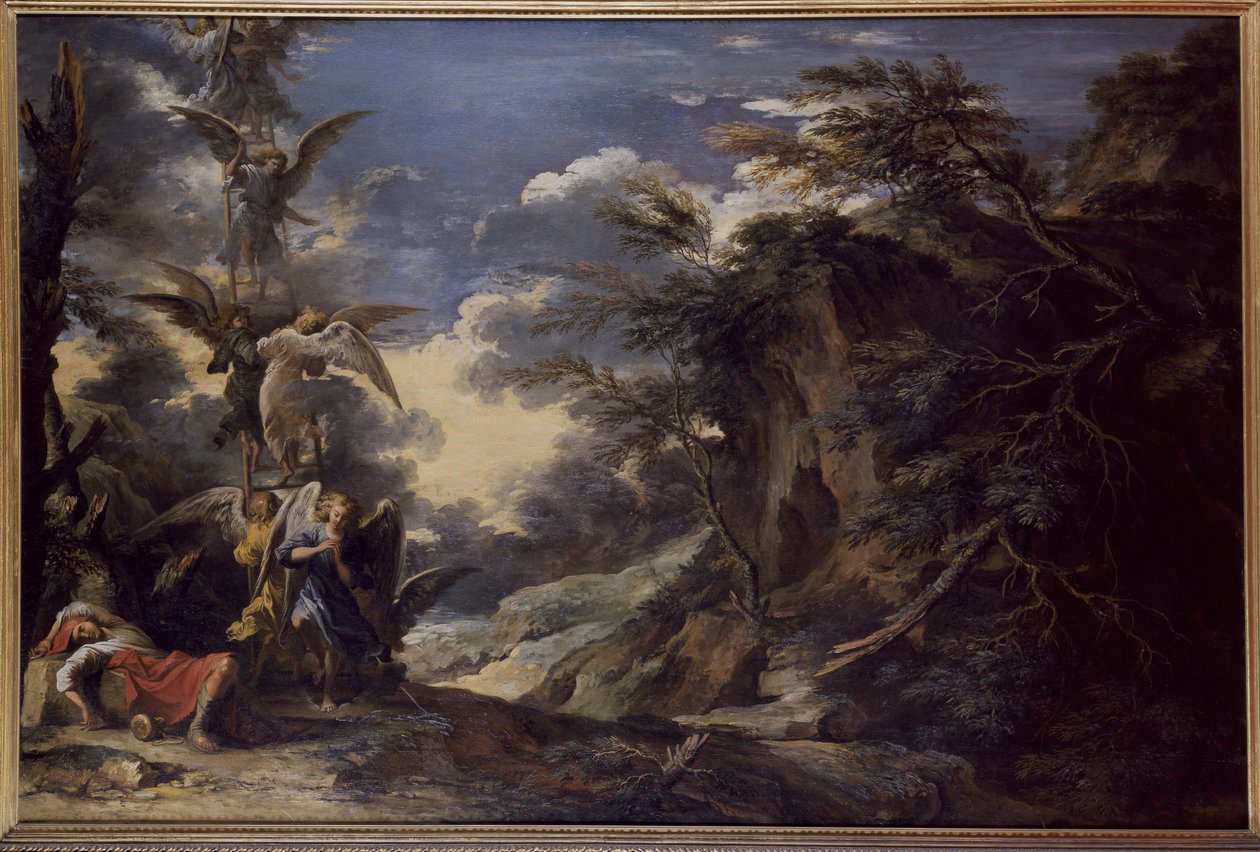 Jakobs drøm (olie på lærred) af Salvator Rosa