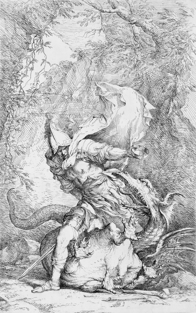 Jason og dragen, ca. 1663-64. af Salvator Rosa