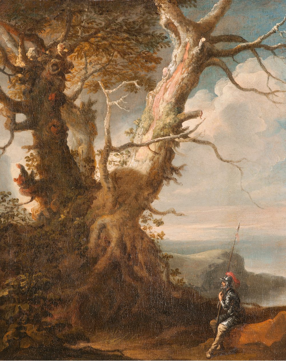 Landskab med helleberdier af Salvator Rosa