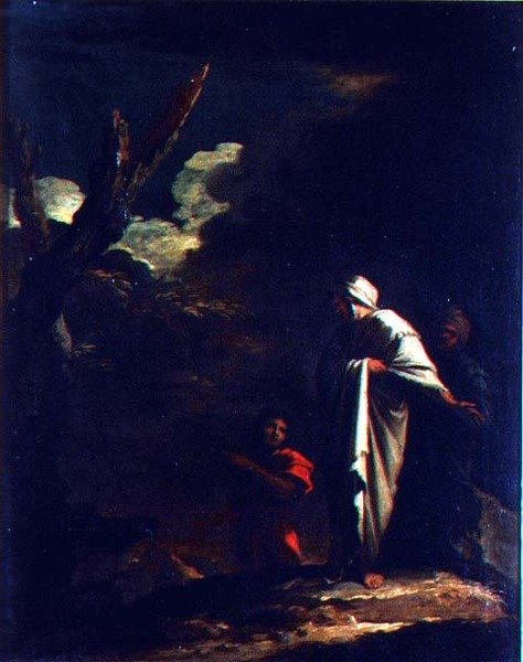 Landskab med figurer af Salvator Rosa