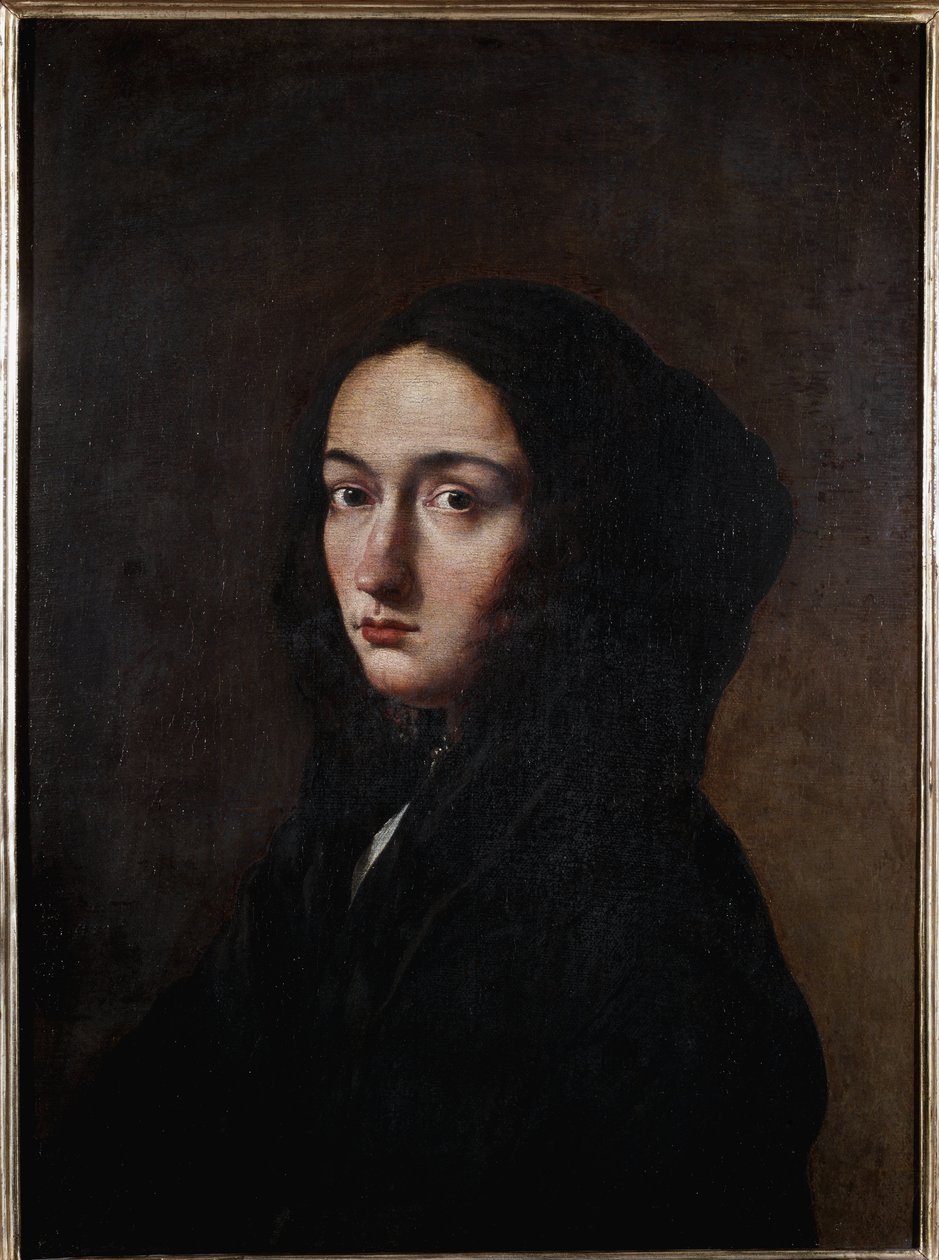 Portræt af kunstnerens hustru Lucrezia (olie på lærred af Salvator Rosa