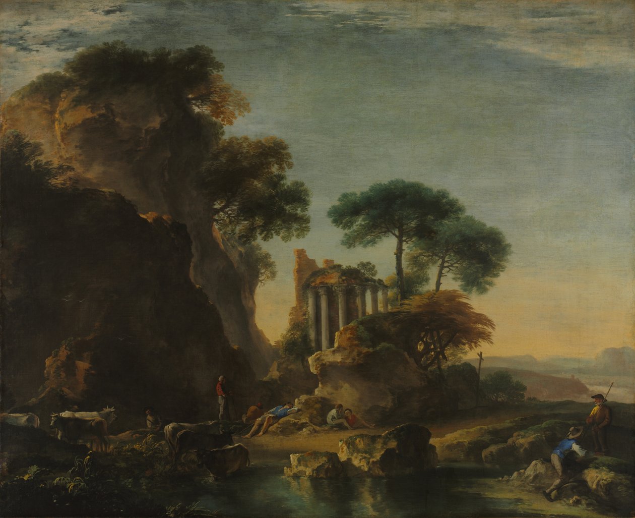 Ruiner i et klippelandskab, ca. 1640 (olie på lærred) af Salvator Rosa