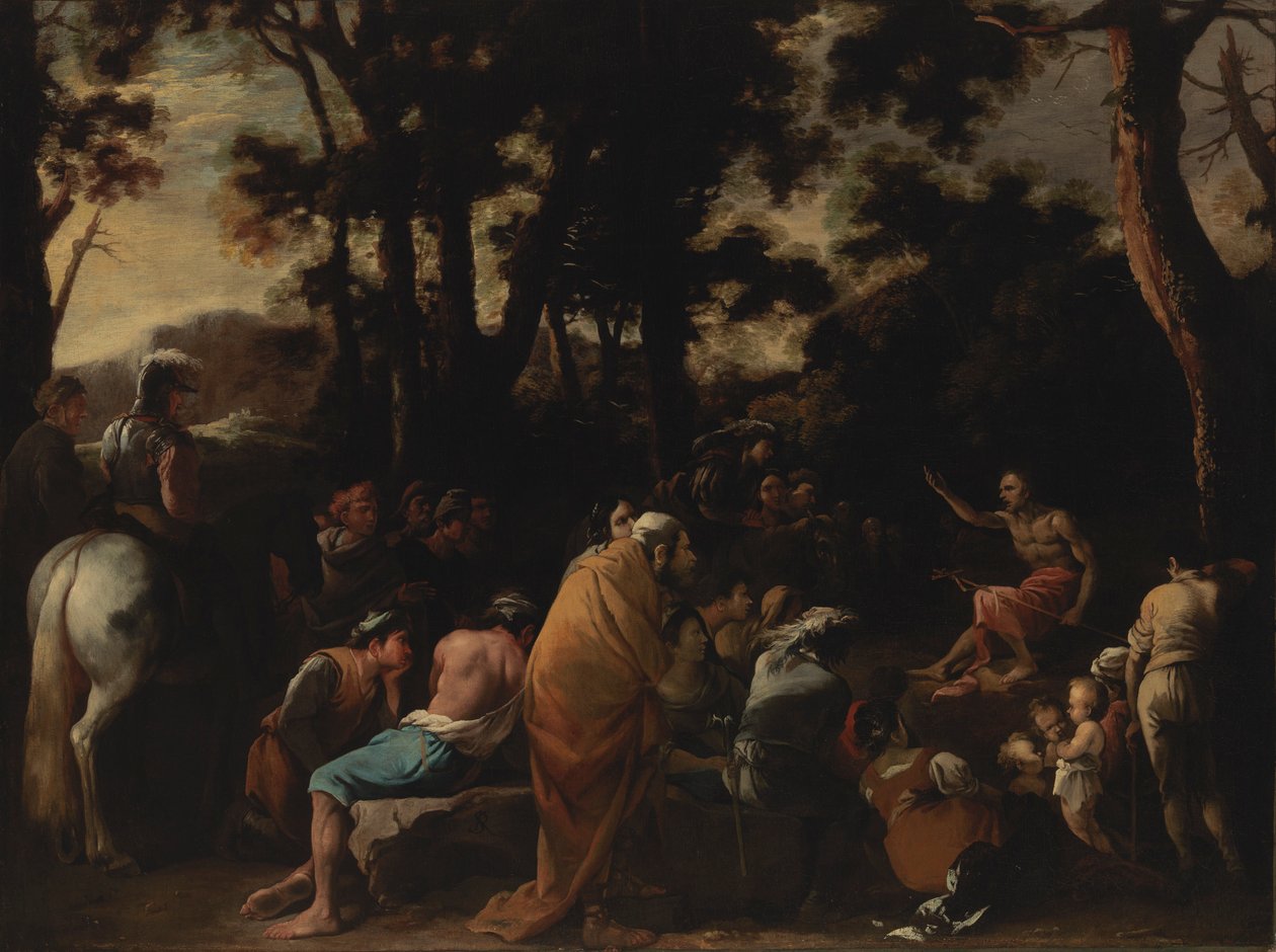 Johannes Døberen prædiker af Salvator Rosa