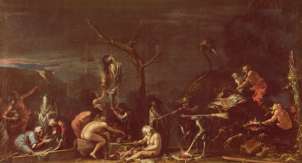 Scene of Witches (olie på lærred) af Salvator Rosa