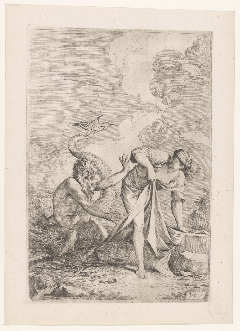 Scylla flygter fra Glaucus af Salvator Rosa