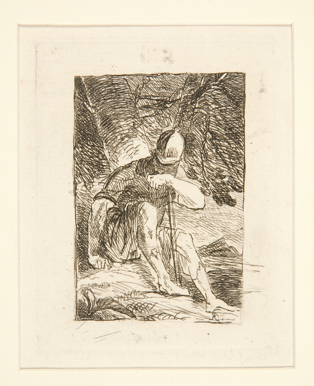 Siddende Soldat af Salvator Rosa