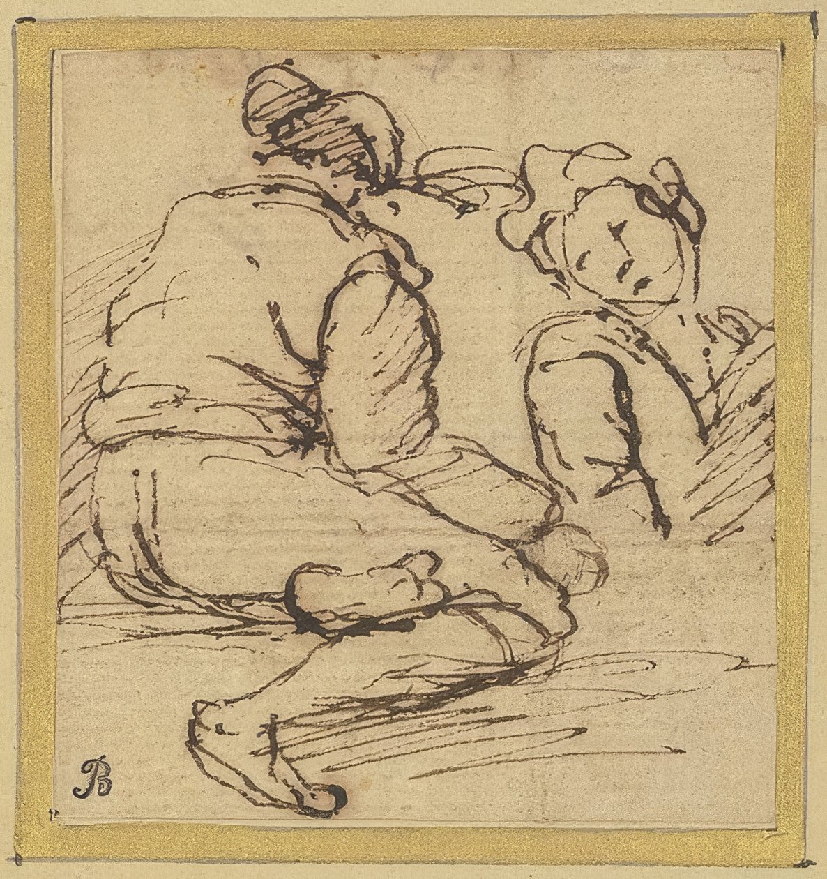 Siddende mand og halvfigur af Salvator Rosa