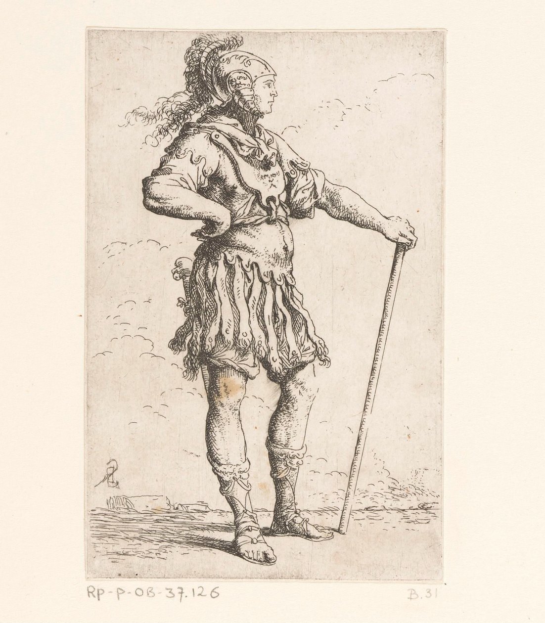 Soldat med en stok Små figurer (serietitel) Figur (serietitel) af Salvator Rosa