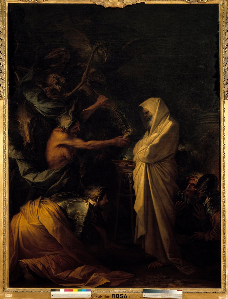 Skyggen af Samuel, der optræder i Saul ved Pythonisse of Endor Maleri af Salvator (Salvatore) Rosa (1615-1673) Omkring 1668 Søn. 2,73x1,93 m af Salvator Rosa