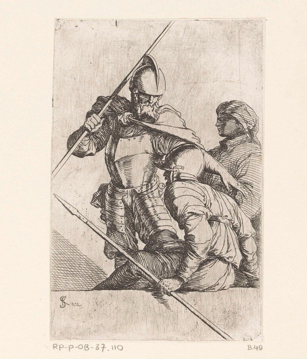 To soldater og en figur med en turban Små figurer (serietitel) Figur (serietitel) af Salvator Rosa