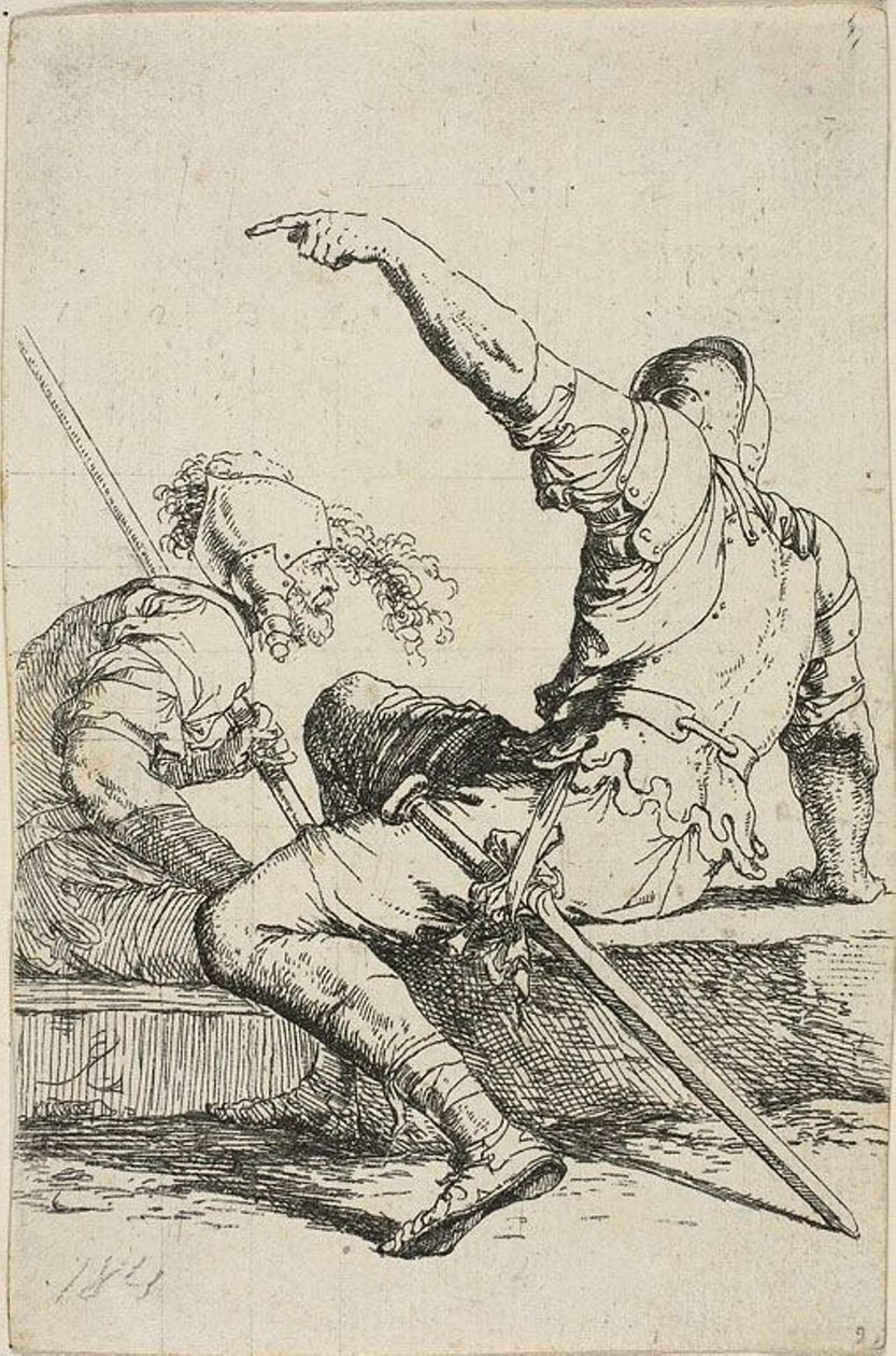 To krigere siddende på lave klipper af Salvator Rosa