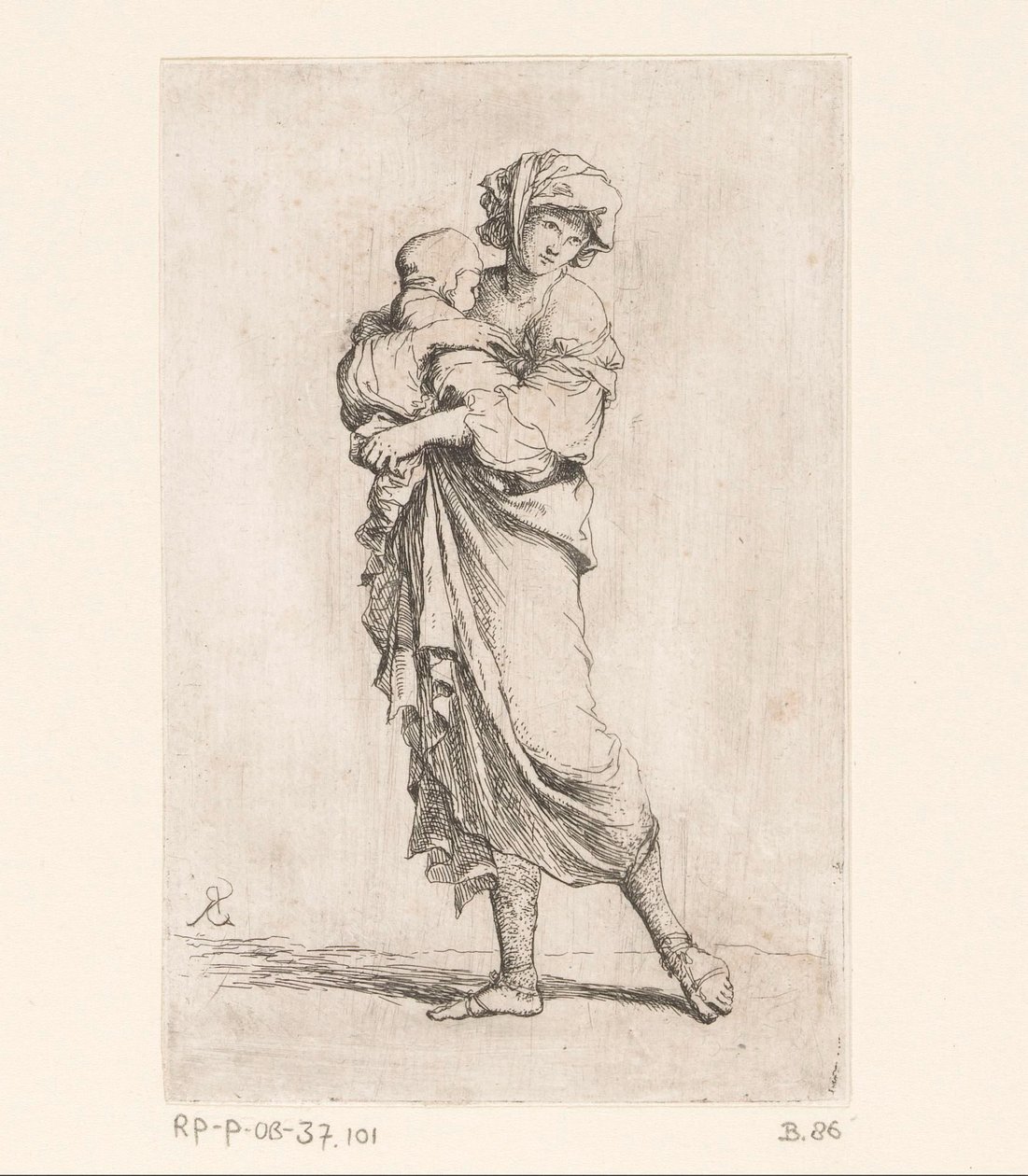 Kvinde med et barn Små figurer (serietitel) Figur (serietitel) af Salvator Rosa