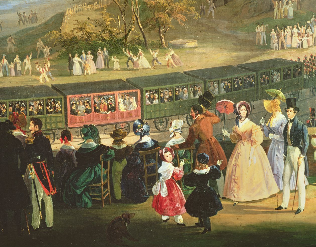Åbningen af Napoli-Portici-jernbanen i 1839 (detaljer fra 20137) af Salvatore Fergola