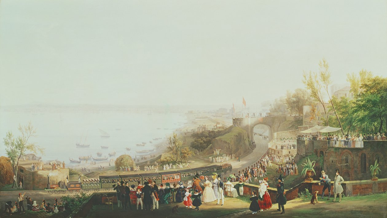 Åbningen af Napoli-Portici-jernbanen i 1839 (se også 352322) af Salvatore Fergola