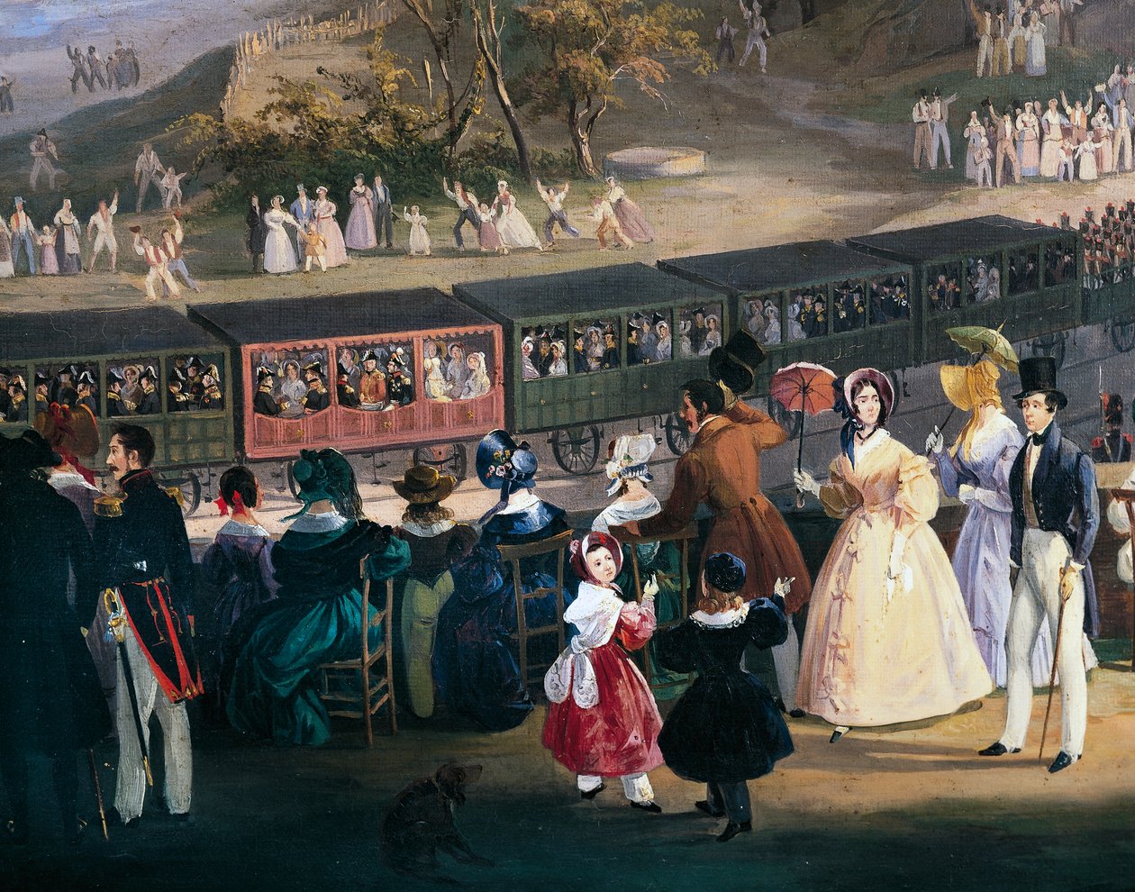 Ferdinand II på toget under jomfrurejsen med Napoli-Portici-jernbanen, oktober af Salvatore Fergola