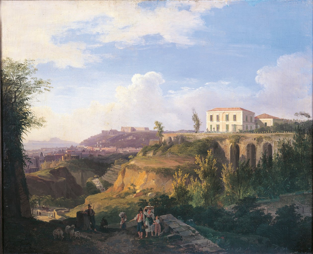 Italien, Napoli, Udsigt over Villa Ruffo-gården i Capodimonte af Salvatore Fergola