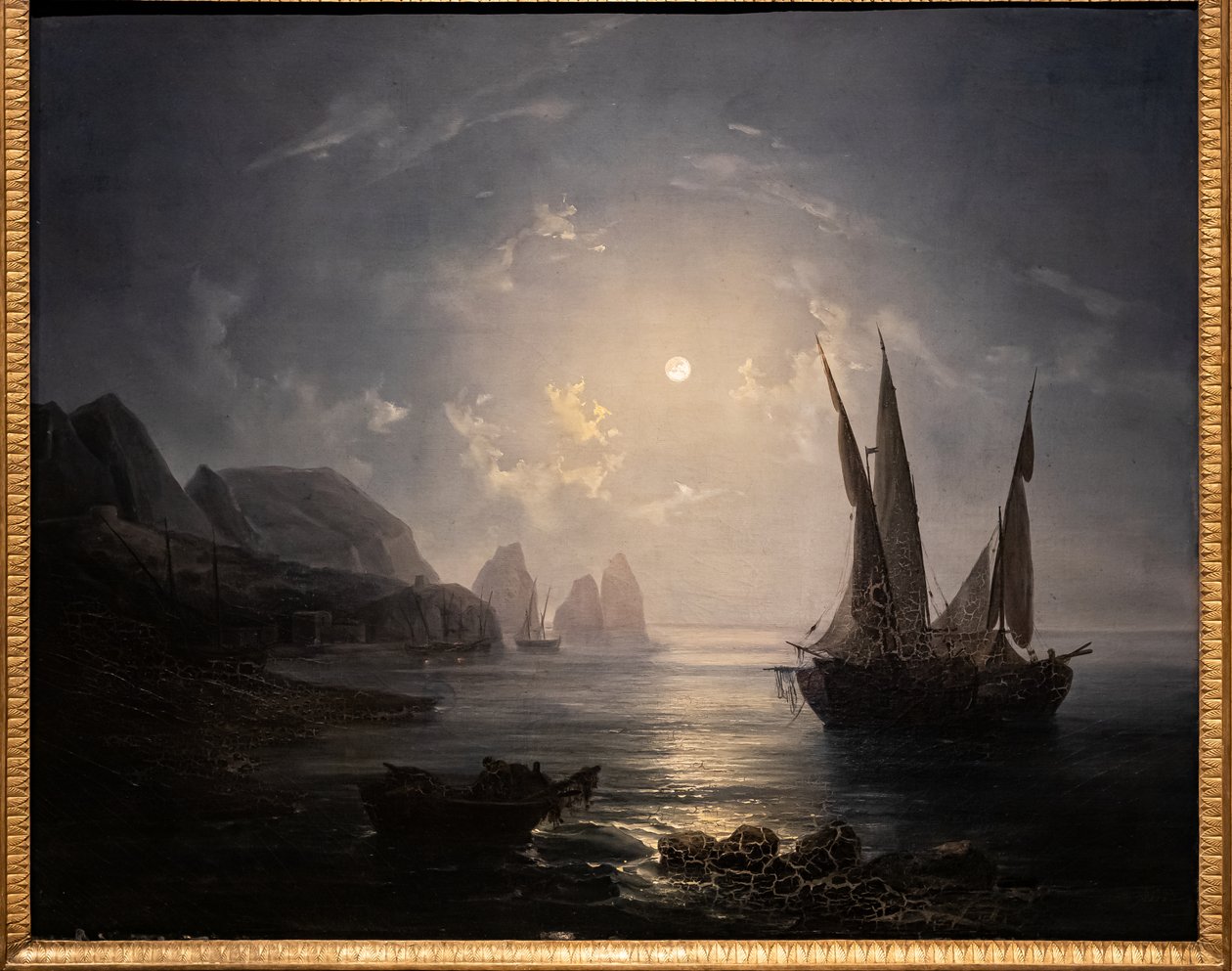Nocturne in Capri, ca. 1843 (olie på lærred) af Salvatore Fergola