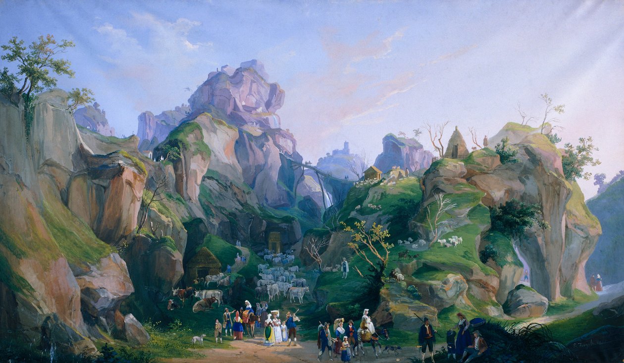 Royal Nativity Scene of Ferdinand II af Salvatore Fergola (1799-1874), Royal Palace of Caserta af Salvatore Fergola