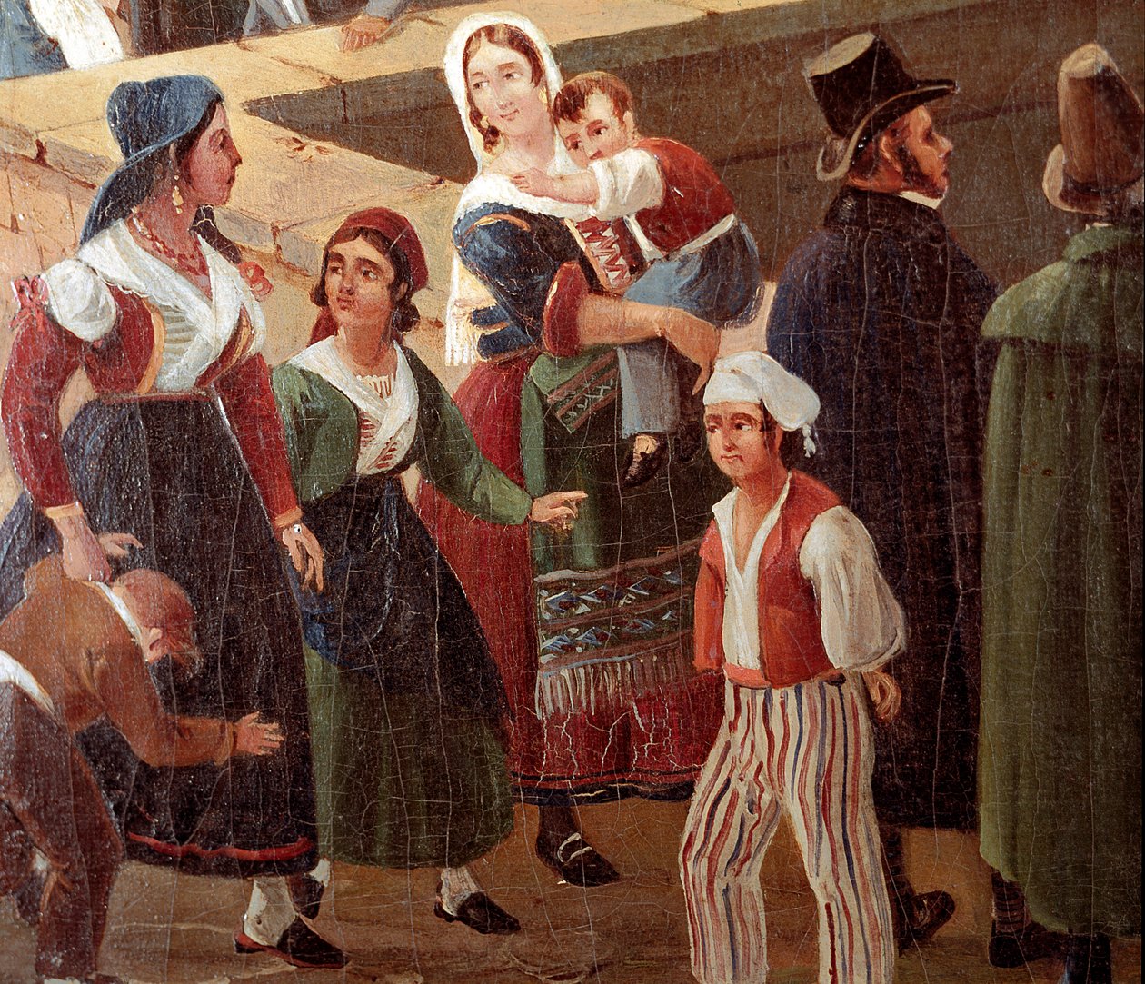 Traditionelle napolitanske kostumer: almindelige mennesker Detalje af et maleri af Salvatore Fergola (1799-1877) 1859 National Museum of San Martino Napoli af Salvatore Fergola