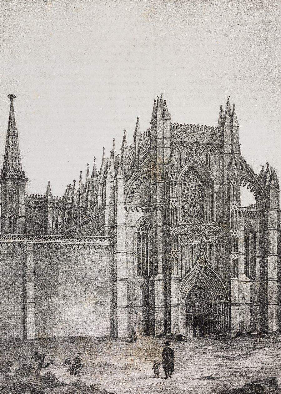 Batalha kloster, Portugal, litografi af Salvatore Puglia fra Poliorama Pittoresco, n 33, 22. marts af Salvatore Puglia