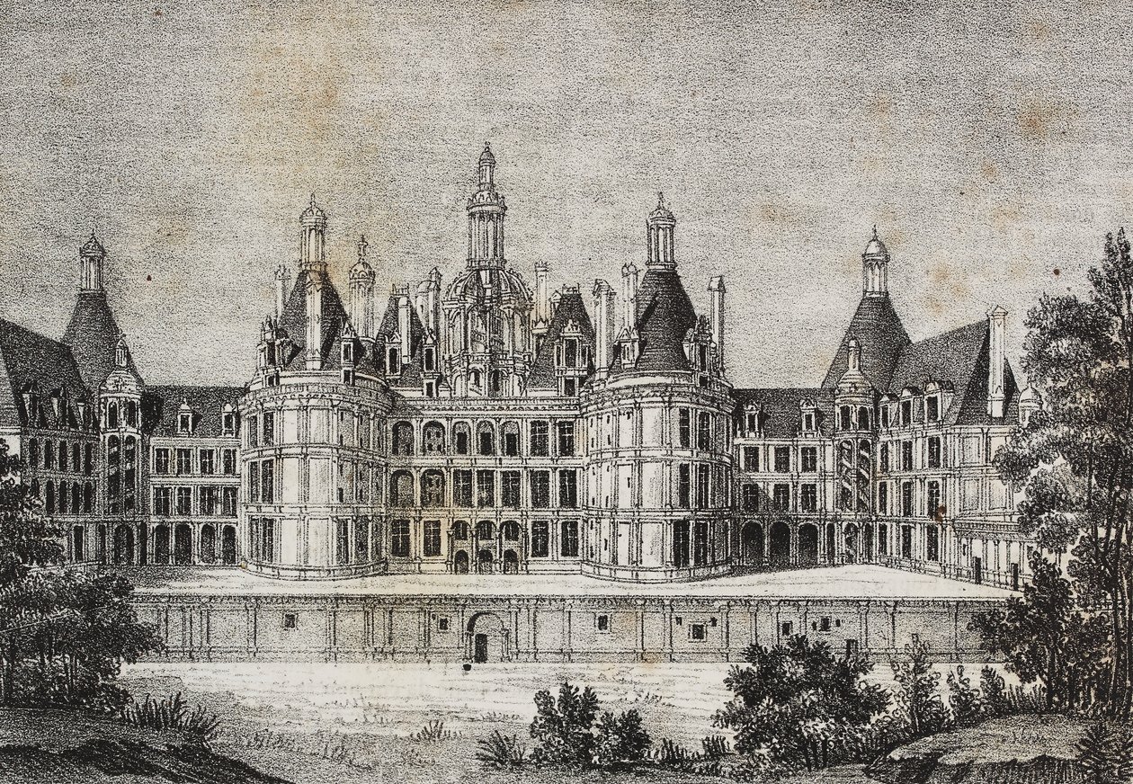 Chambord Castle, Frankrig, litografi af Salvatore Puglia fra Poliorama Pittoresco, n 39, 6. maj af Salvatore Puglia