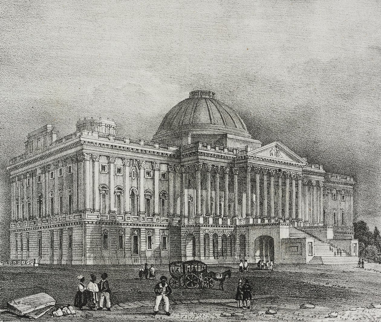 Facade af Capitol-bygningen i Washington, USA, litografi af Salvatore Puglia fra Poliorama Pittoresco, n 42, 28. maj af Salvatore Puglia