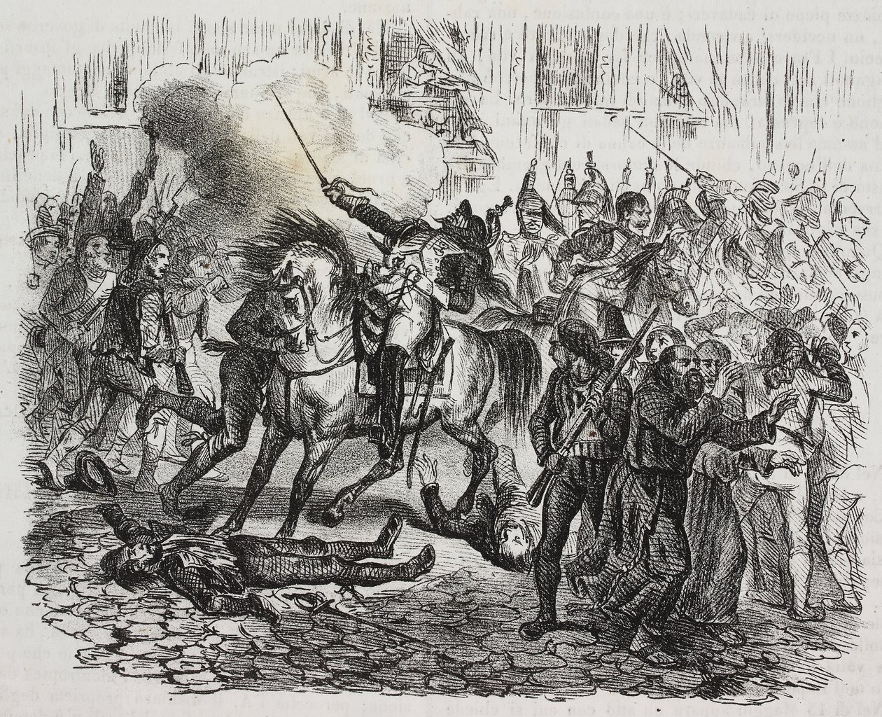 Opstanden af Madrid, litografi af Salvatore Puglia fra History of Napoleon af Cesare Malpica (1804-1848) fra Poliorama Pittoresco, n 47, 1. juli af Salvatore Puglia