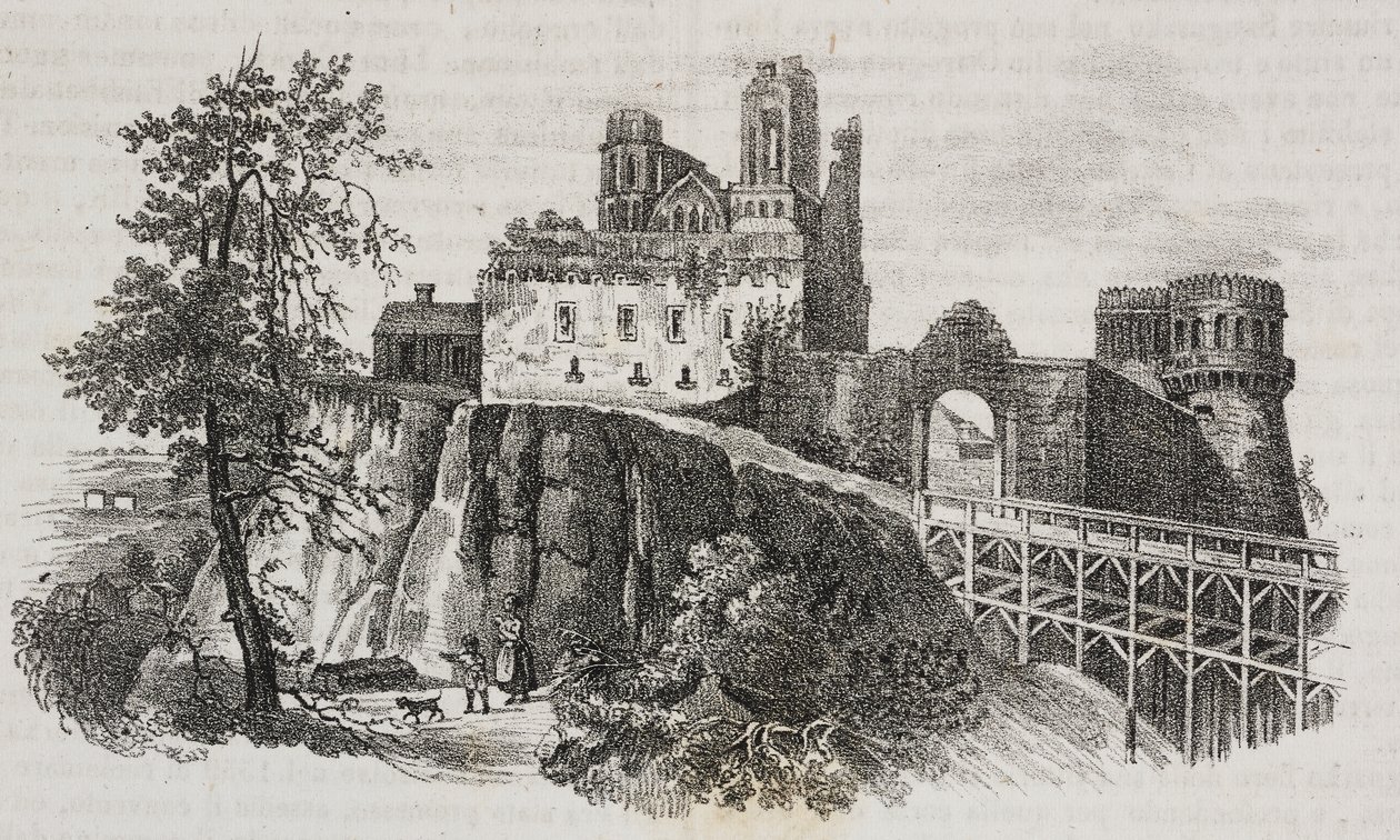 Ostroh Castle, Ukraine, litografi af Salvatore Puglia fra Poliorama Pittoresco, n 30, 1. marts af Salvatore Puglia