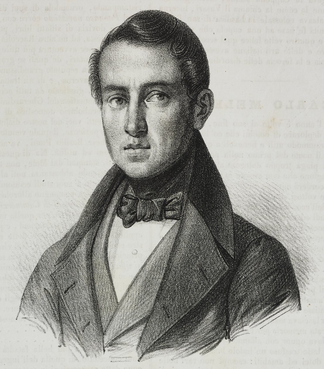 Portræt af Carlo Mele (1792-1841), litografi af Salvatore Puglia fra Poliorama Pittoresco, nr. 15, 20. november af Salvatore Puglia