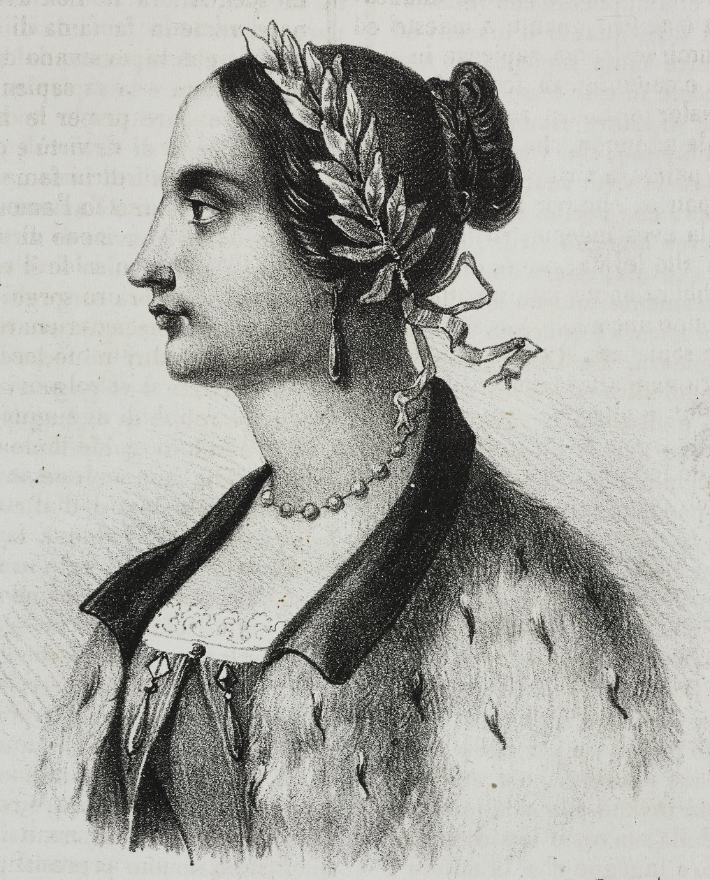 Portræt af Laura Bassi Veratti (1711-1778), italiensk fysiker og akademiker, litografi af Salvatore Puglia fra Poliorama Pittoresco, nr. 4, 4. september af Salvatore Puglia