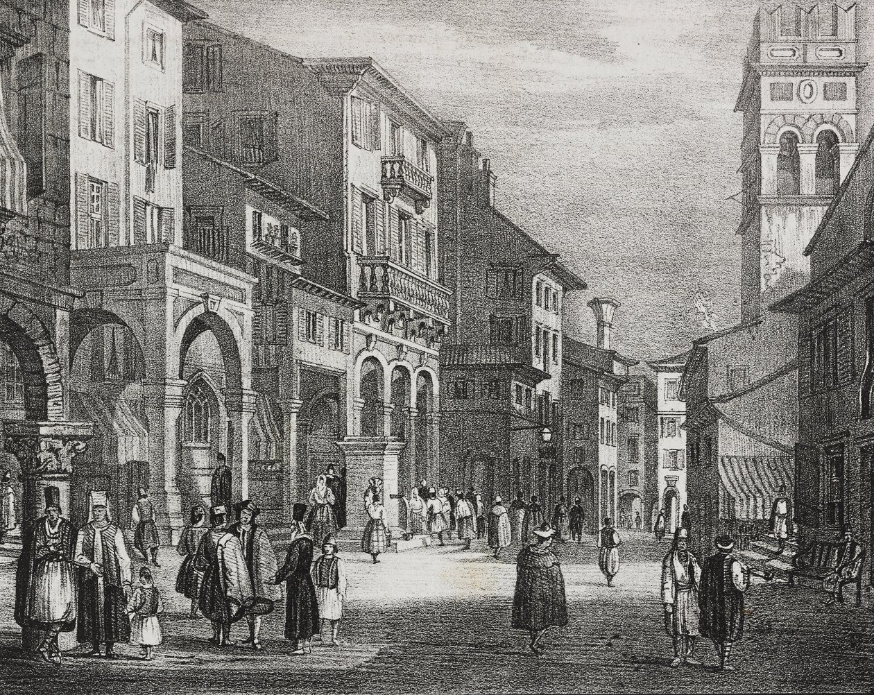 Royal Road, Korfu, Grækenland, litografi af Salvatore Puglia fra Poliorama Pittoresco, nr. 23, 11. januar af Salvatore Puglia