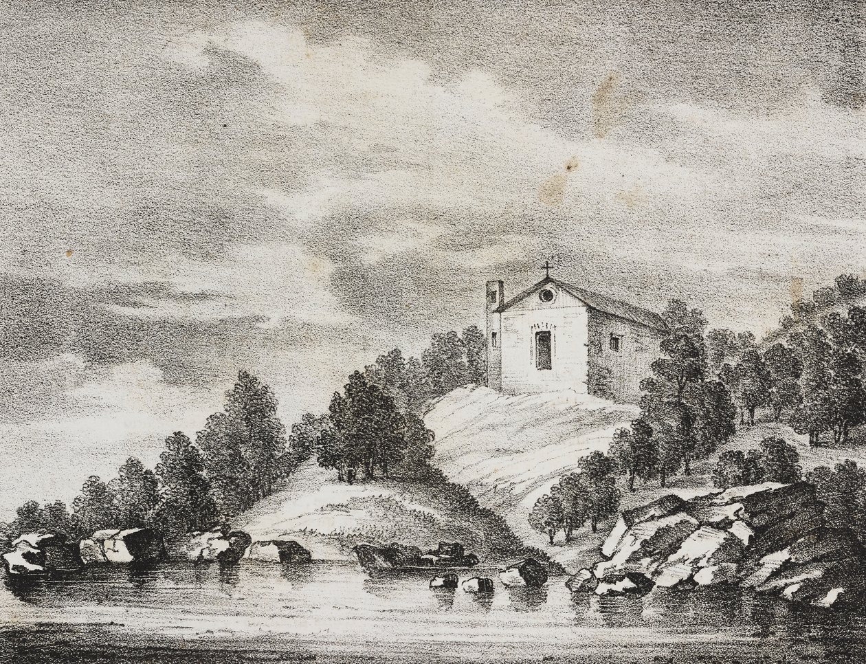 Sanctuary of Peschici, Apulien, Italien, litografi af Salvatore Puglia fra Poliorama Pittoresco, n 51, 27. juli af Salvatore Puglia