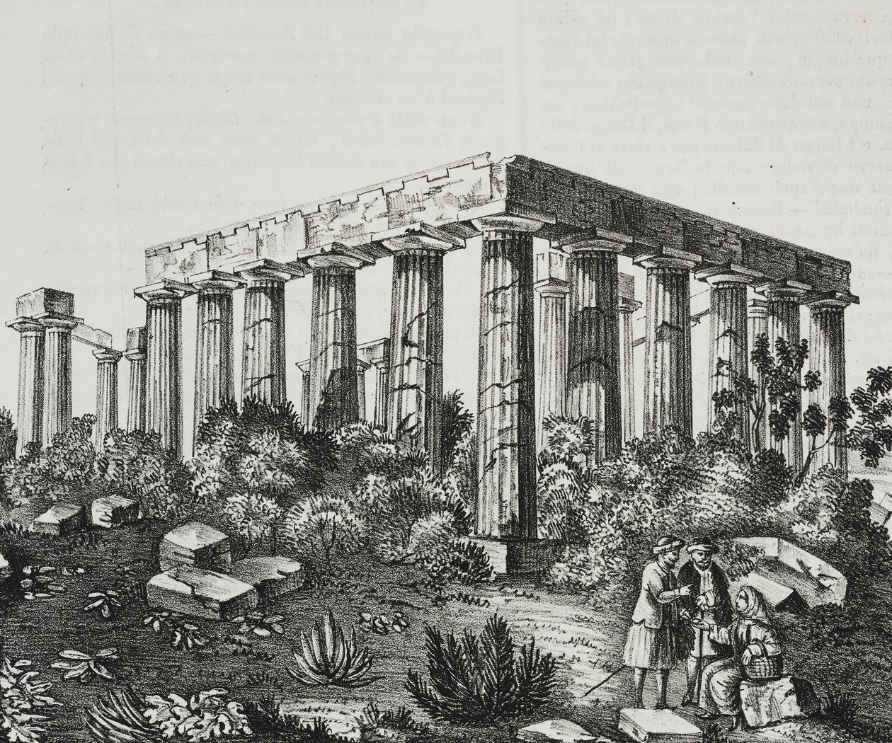 Apollontemplet på Panellenius-bjerget, Grækenland, litografi af Salvatore Puglia fra Poliorama Pittoresco, n 40, 14. maj af Salvatore Puglia