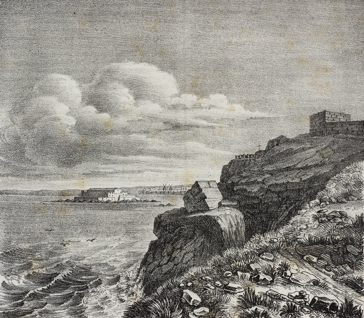 Grav for Francois-Rene de Chateaubriand i Saint-Malo, Frankrig, litografi af Gaetano Riccio fra Poliorama Pittoresco, n 32, 18. marts af Salvatore Puglia