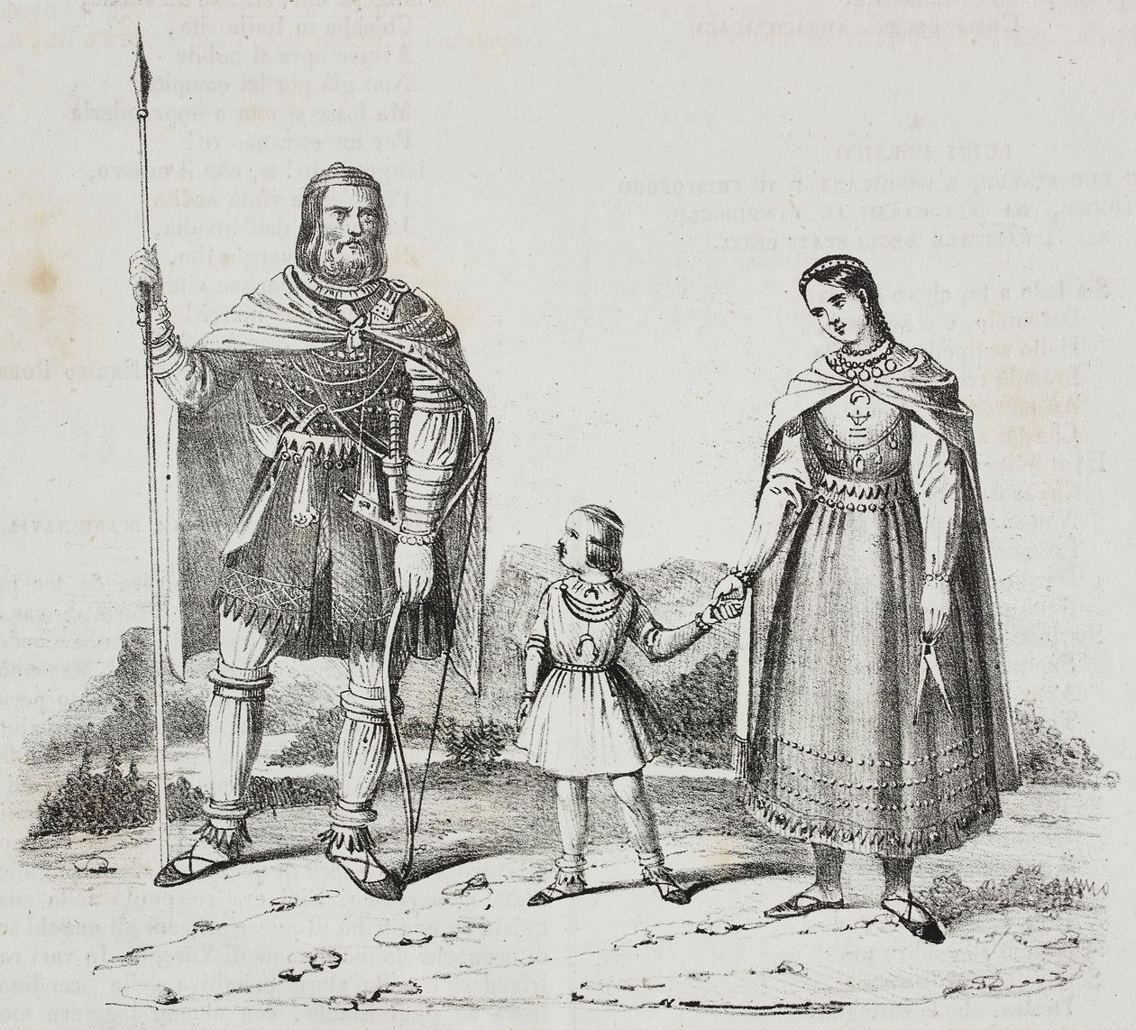 Varangians, folk på den skandinaviske halvø, litografi af Salvatore Puglia fra Poliorama Pittoresco, n 42, 27. maj af Salvatore Puglia