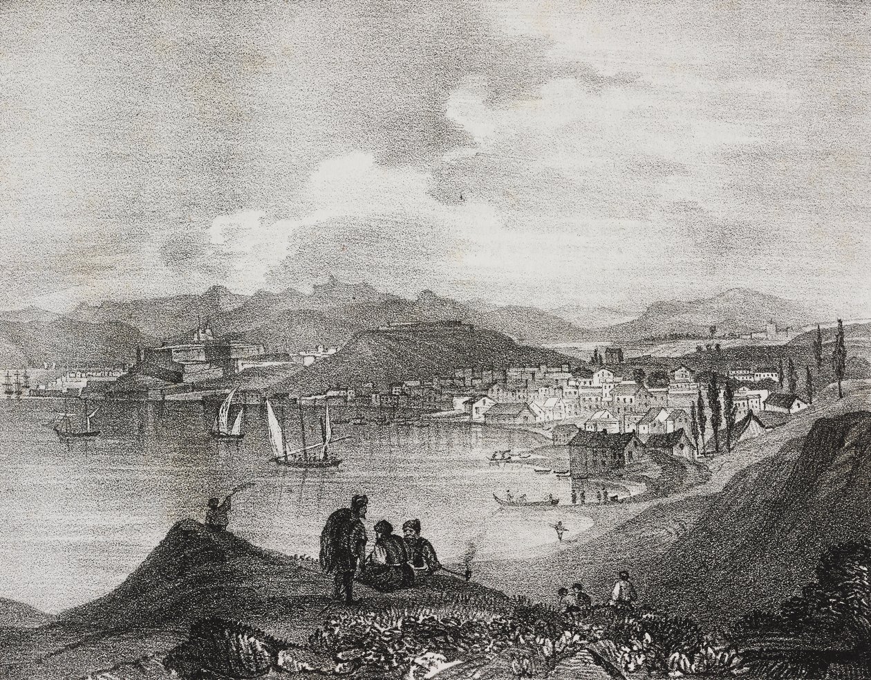 Udsigt over Korfu fra Mount Oliveto, Ioniske Øer, Grækenland, litografi af Salvatore Puglia fra Poliorama Pittoresco, n 25, 25. januar af Salvatore Puglia